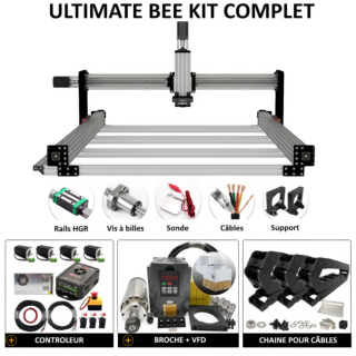 Kit Complet Machine CNC ULTIMATE Bee 500 x 750 mm – Vis à Billes à Transmission Silencieuse