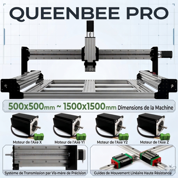 Kit seul Machine CNC QueenBee PRO de la 55 à la 1515 à Rail Linéaire