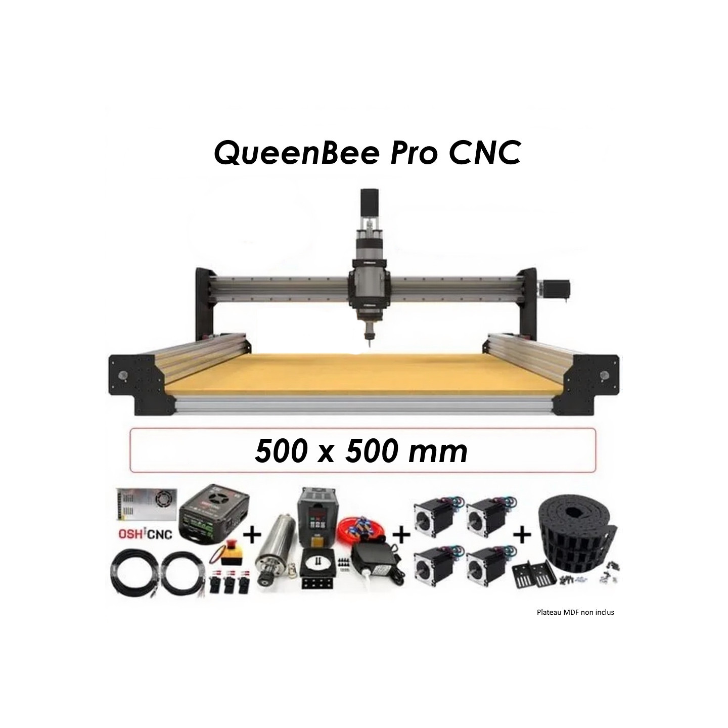 Kit Complet Machine CNC QueenBee PRO 500 x 500 mm à Rail Linéaire