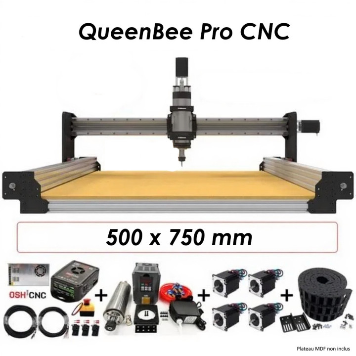 Kit Complet Machine CNC QueenBee PRO 500 x 750 mm à Rail Linéaire