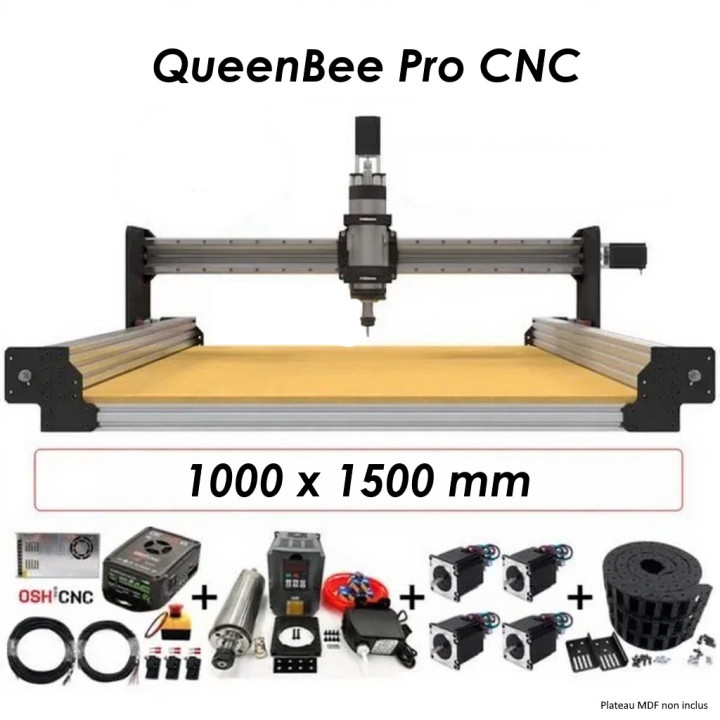Kit Complet Machine CNC QueenBee PRO 1000 x 1500 mm à Rail Linéaire